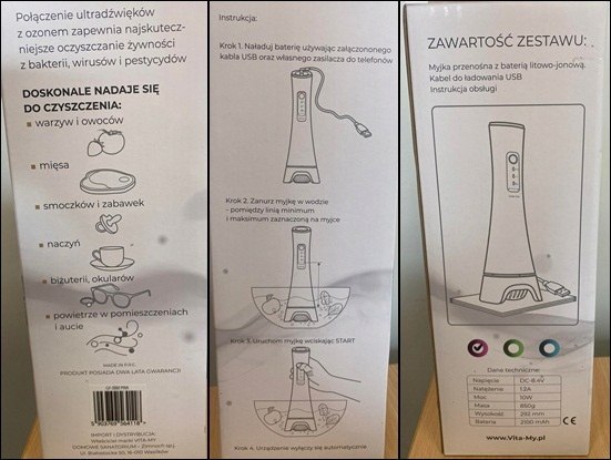 Myjka ozonowa ultradźwiękowa do żywności Vita-My NIEBIESKA Myjka ozonowa ultradźwiękowa do żywności Vita-My NIEBIESKA