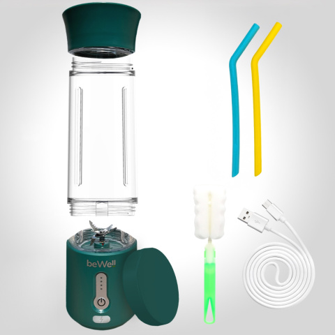 Blender kielichowy beWell Plus bezprzewodowy butelkowa zieleń 500ml Blender kielichowy beWell Plus bezprzewodowy butelkowa zieleń 500ml