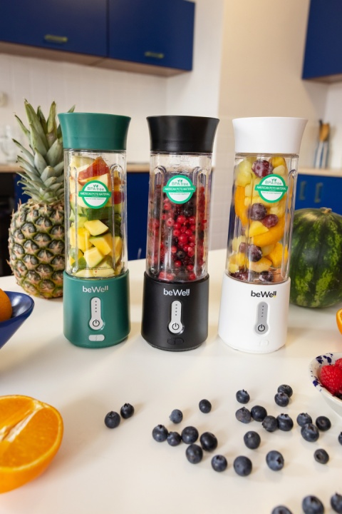 Blender kielichowy beWell Plus bezprzewodowy butelkowa zieleń 500ml Blender kielichowy beWell Plus bezprzewodowy butelkowa zieleń 500ml
