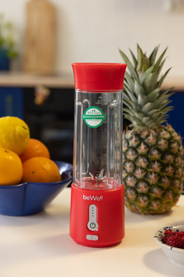 Blender kielichowy beWell Plus bezprzewodowy czerwony 500ml