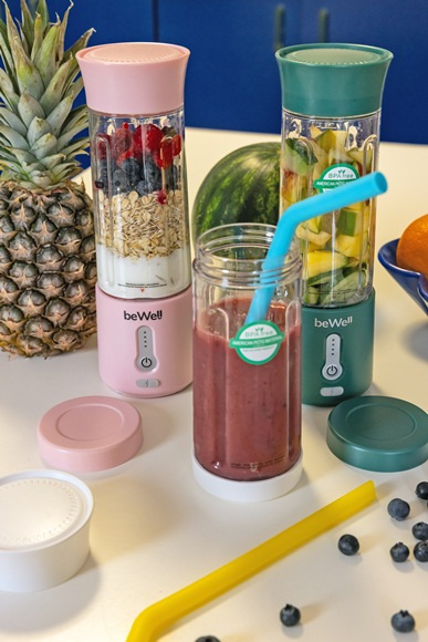 Blender kielichowy beWell Plus bezprzewodowy pudrowy róż 500ml Blender kielichowy beWell Plus bezprzewodowy pudrowy róż 500ml