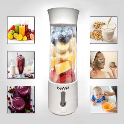 Blender Kielichowy beWell Plus bezprzewodowy Biały 500ml Blender Kielichowy beWell Plus bezprzewodowy Biały 500ml