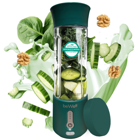 Blender kielichowy beWell Plus bezprzewodowy butelkowa zieleń 500ml Blender kielichowy beWell Plus bezprzewodowy butelkowa zieleń 500ml