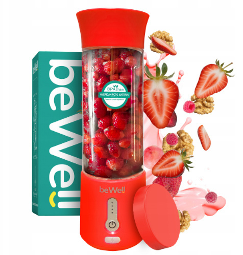 Blender kielichowy beWell Plus bezprzewodowy czerwony 500ml Blender kielichowy beWell Plus bezprzewodowy czerwony 500ml