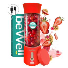 Blender kielichowy beWell Plus bezprzewodowy czerwony 500ml
