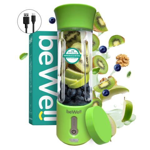 Blender kielichowy beWell Plus bezprzewodowy limonkowa zieleń 500 ML Blender kielichowy beWell Plus bezprzewodowy limonkowa zieleń 500 ML