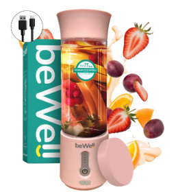Blender kielichowy beWell Plus bezprzewodowy pudrowy róż 500 ML