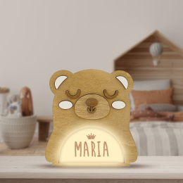 Lampka nocna personalizowana drewniana miś hiszpańska dla dzieci + literki do samodzielnego naklejania