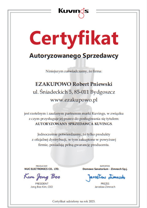 Wyciskarka Kuvings Auto10S wolnoobrotowa do soków srebrna PREZENT ZESTAW 3 POJEMNIKÓW Wyciskarka Kuvings Auto10S wolnoobrotowa do soków srebrna PREZENT ZESTAW 3 POJEMNIKÓW