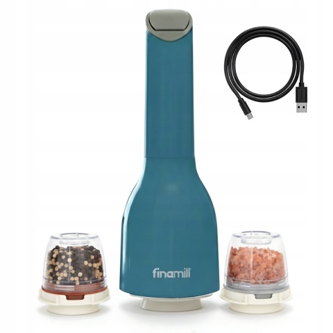 MŁYNEK ELEKTRYCZNY DO PIEPRZU SOLI PRZYPRAW +2 POJEMNIKI FINAMILL USB