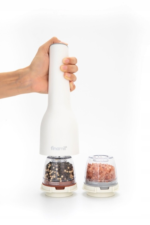 MŁYNEK ELEKTRYCZNY DO SOLI PIEPRZU PRZYPRAW+2 POJEMNIKI FINAMILL BIAŁY USB
